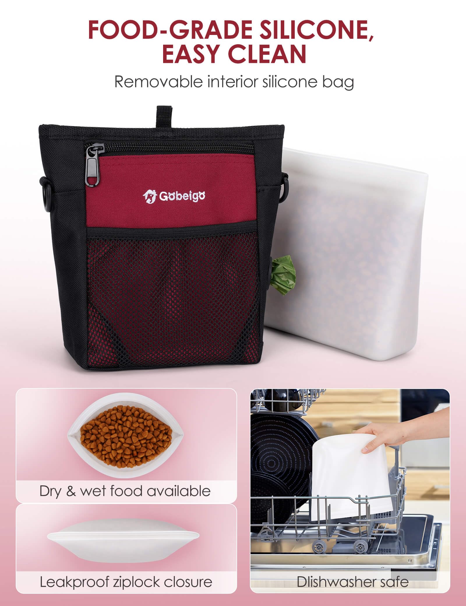 Gobeigo front pocket dog pouch shows phone pocket for quick access during training
