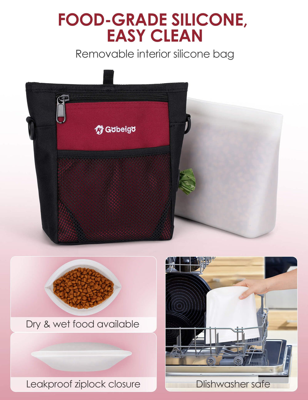 Gobeigo front pocket dog pouch shows phone pocket for quick access during training