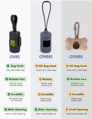 Gobeigo poop bag holder silicone strap fits any leash and reduces wobble on walks.
