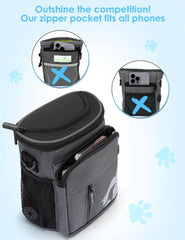 Gobeigo treat bag three ways to wear with belt clip, waist belt, and crossbody option.