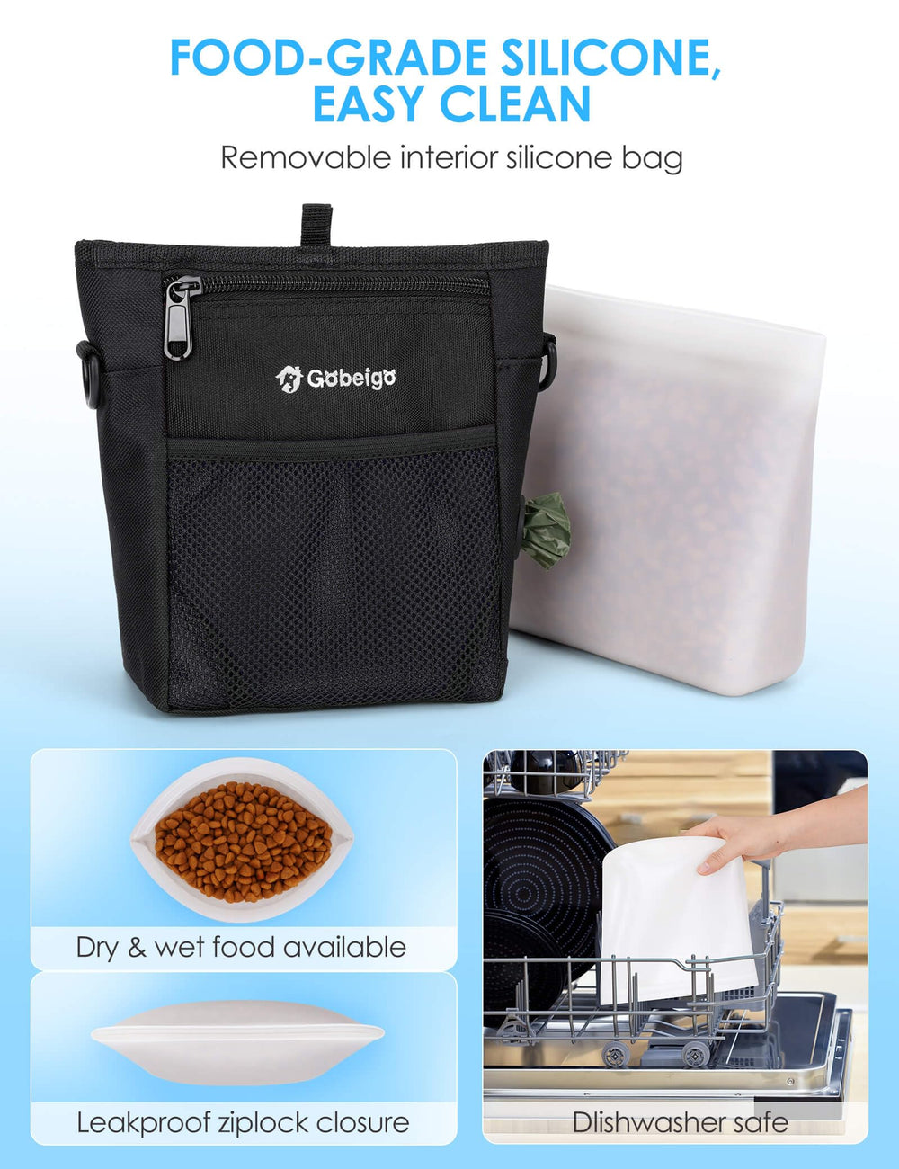 Gobeigo treat pouch magnetic closure depicted closing securely on the move