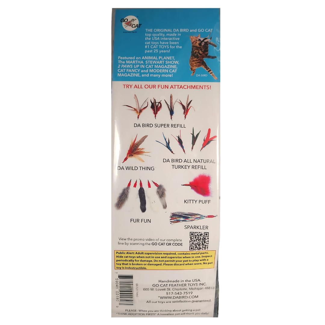 Go Cat Da Fur Thing feather tassel detail promotes fluttery play.