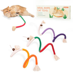 Gochanmon cat toys chew ropes closeup, natural sisal fibers aid gentle dental cleaning