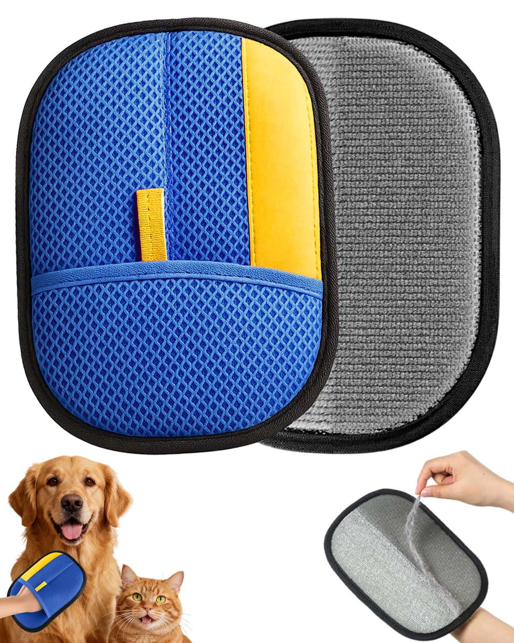 Godmifa pet hair removal glove front view demonstrates easy hands-free grooming on furniture