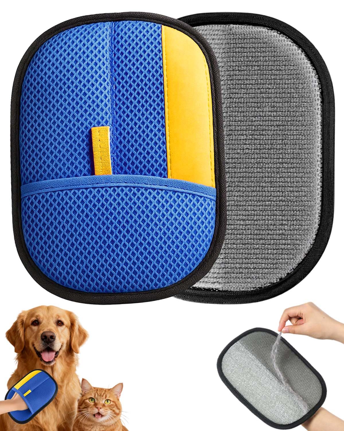Godmifa pet hair removal glove front view demonstrates easy hands-free grooming on furniture
