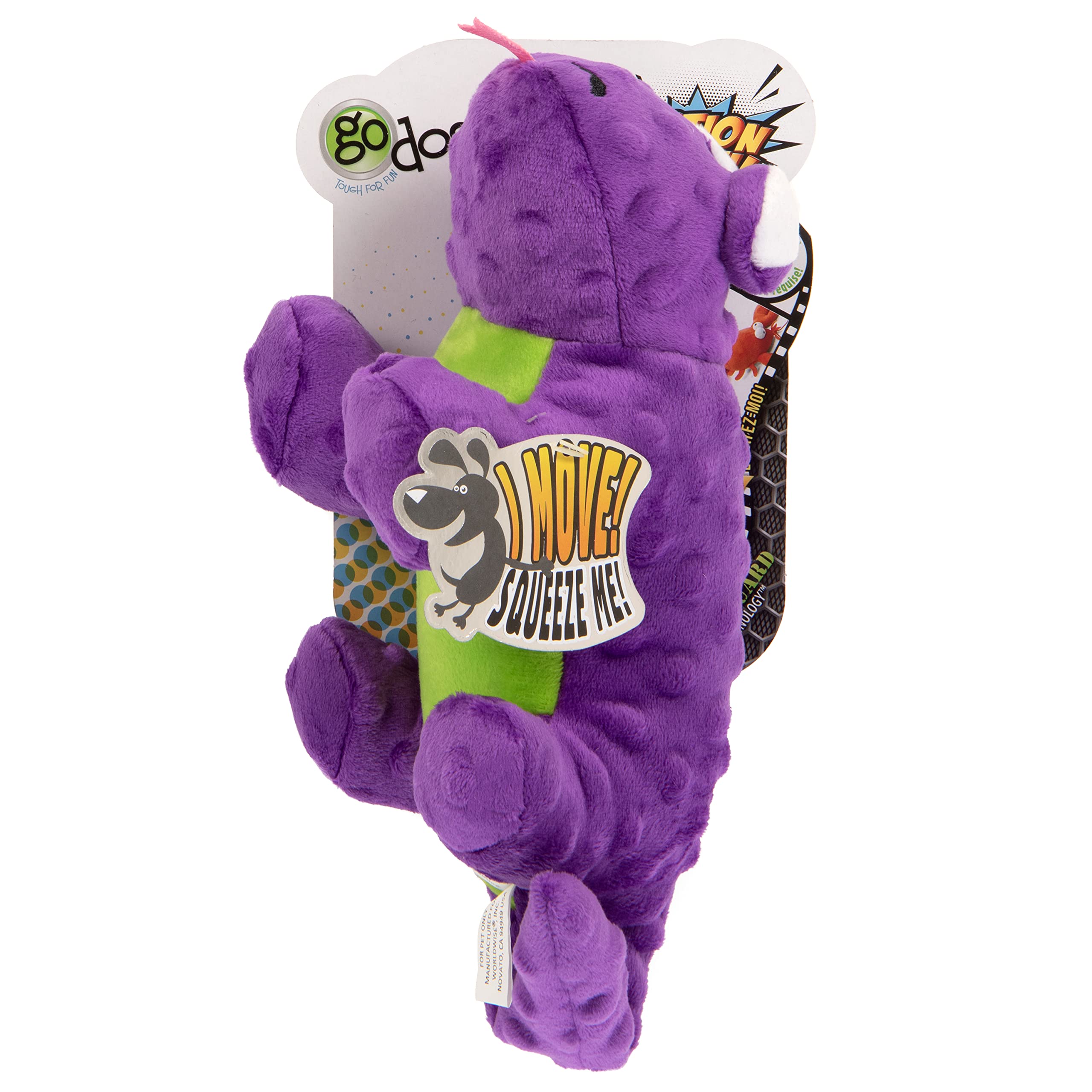 goDog Action Plush Lizard chew-guard lining extends durability during chews