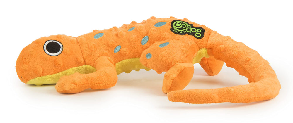 GoDog Amphibianz Gecko close-up shows built-in squeaker for enrichment.