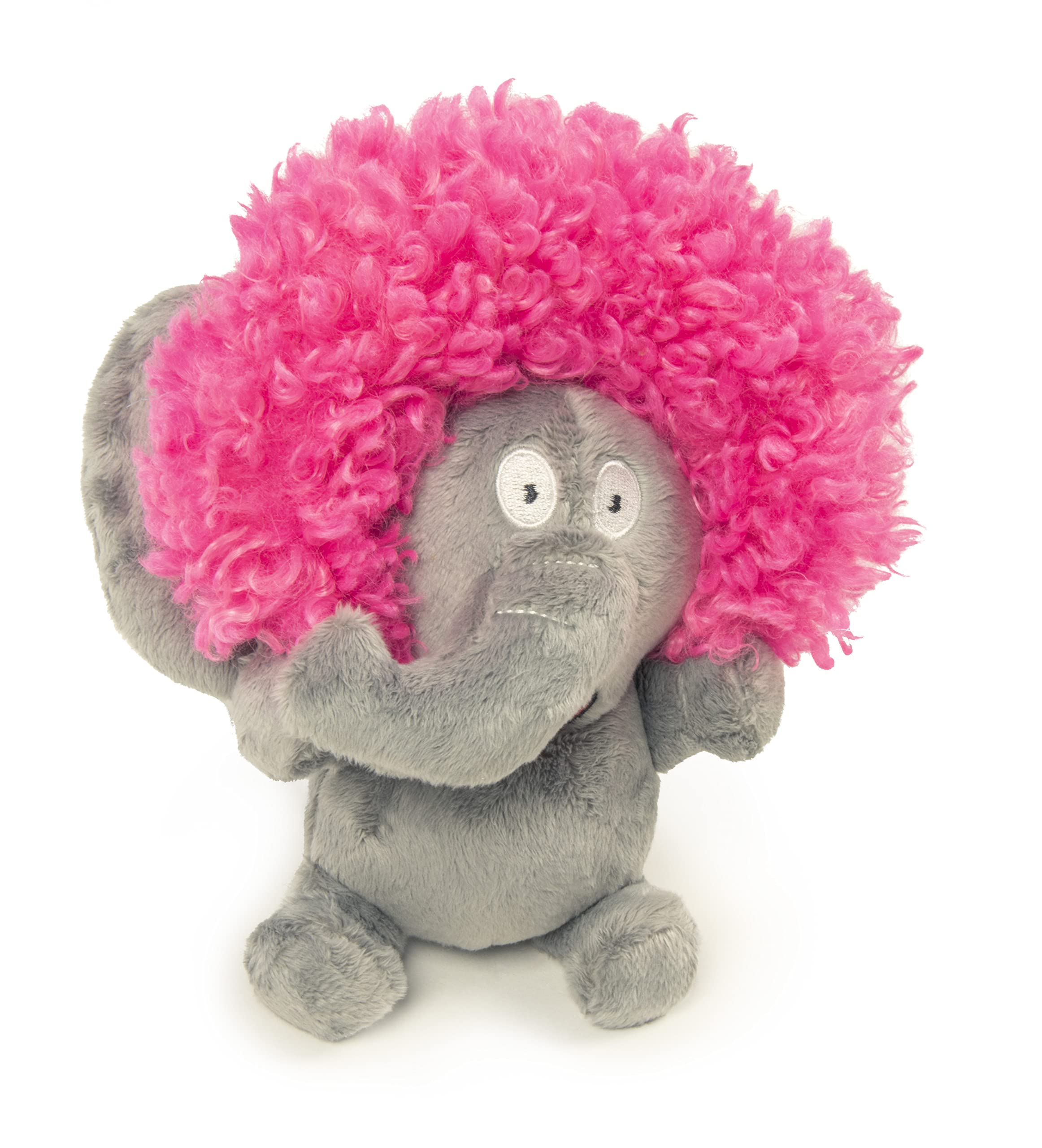 GoDog elephant plush toy close-up shows soft plush and reinforced seams.