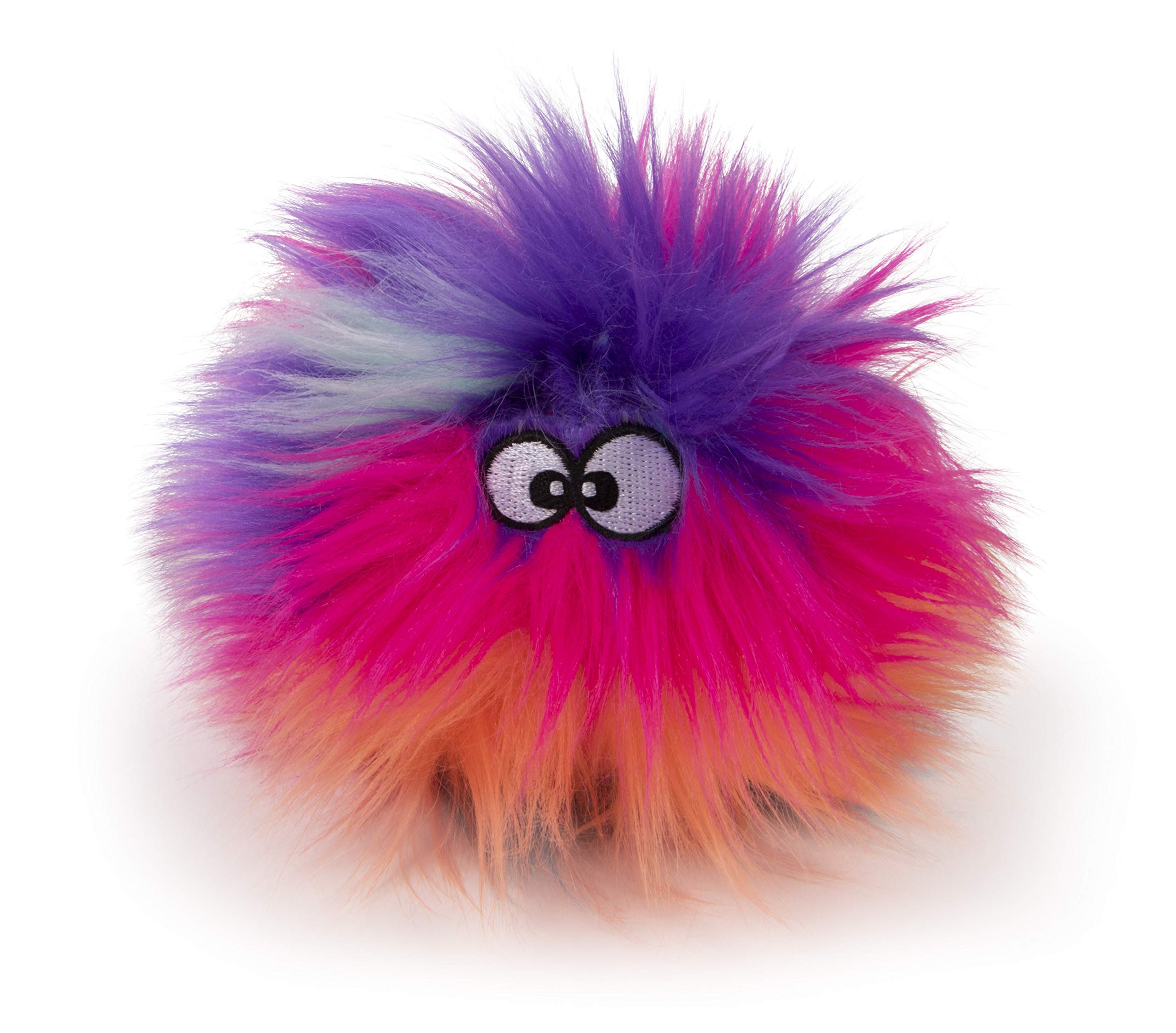 goDog Furballz squeaky plush toy in cool rainbow mini closeup for engagement