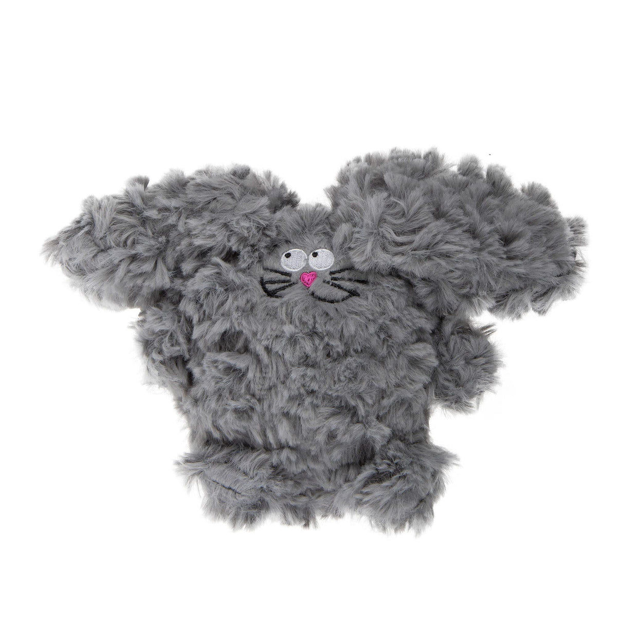 goDog PlayClean Rabbit squeaky toy in gray small, odor-reducing cuddle buddy for playful fetch.