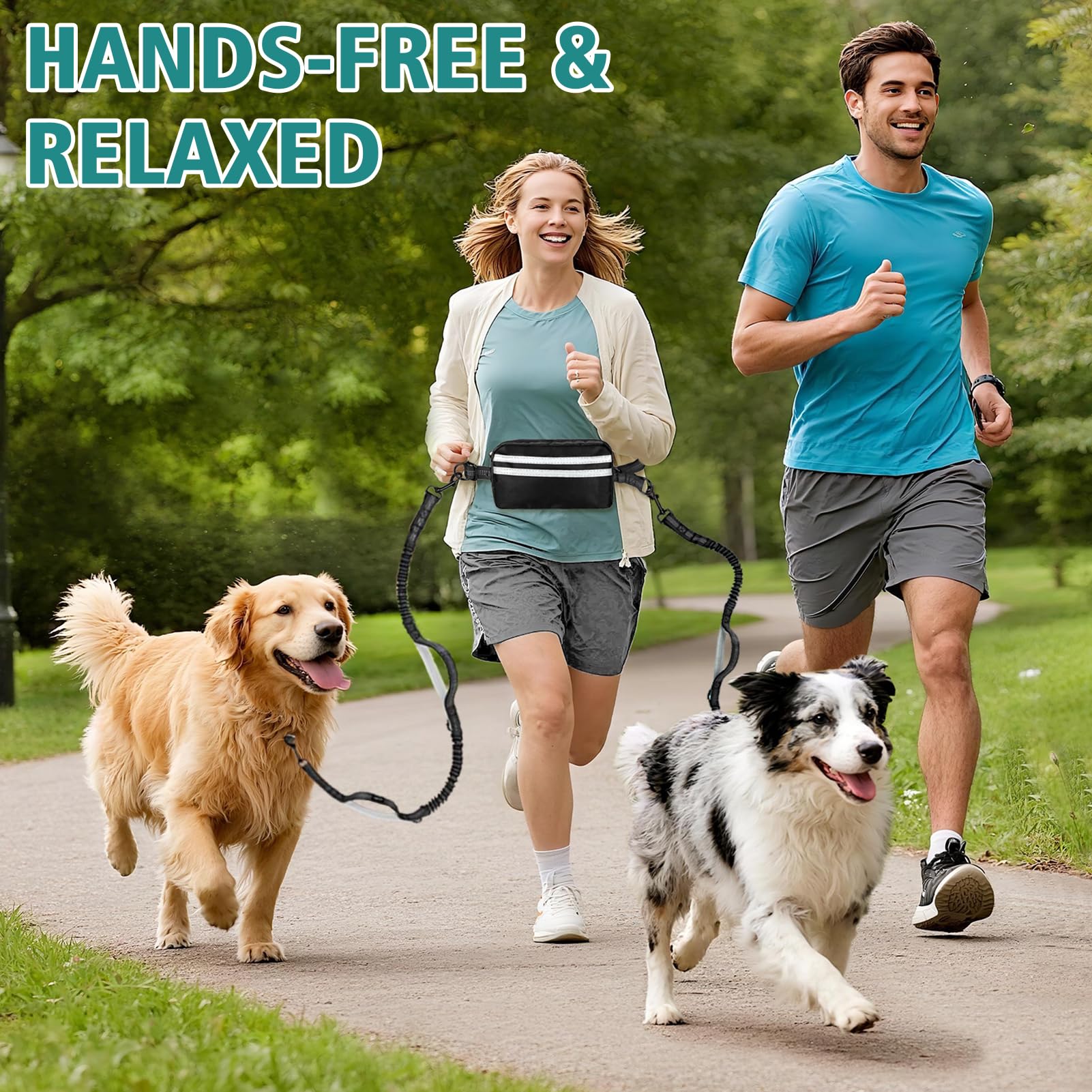 Godyoy hands-free double dog leash lets you walk two dogs
