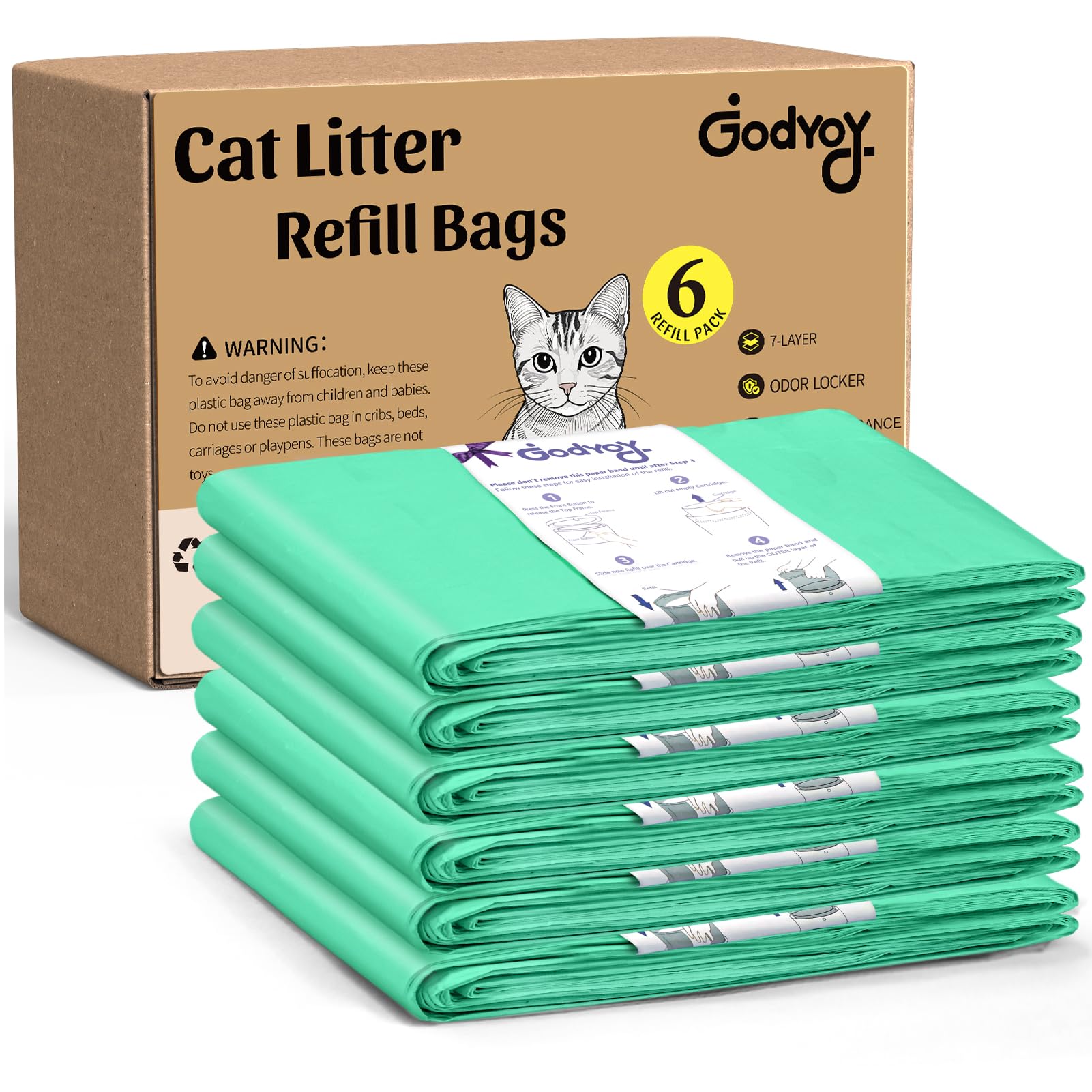 Godyoy easy-use disposal shows mess-free cleanup with thick bag design.