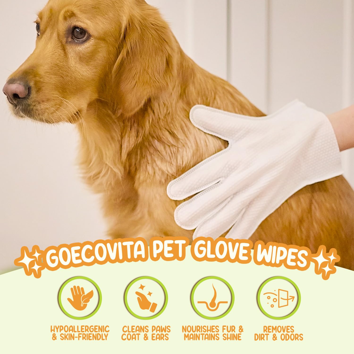 GoEcoVita Hypoallergenic Formula Wipes for pets keeps skin calm.