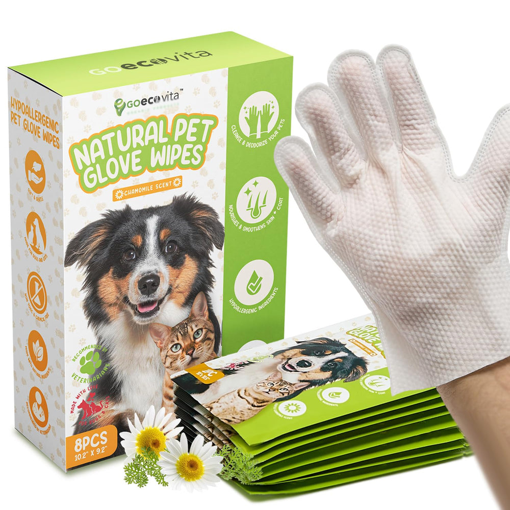 GoEcoVita Pet Glove Wipes Pack are ready for quick, rinse-free cleanups on the go.