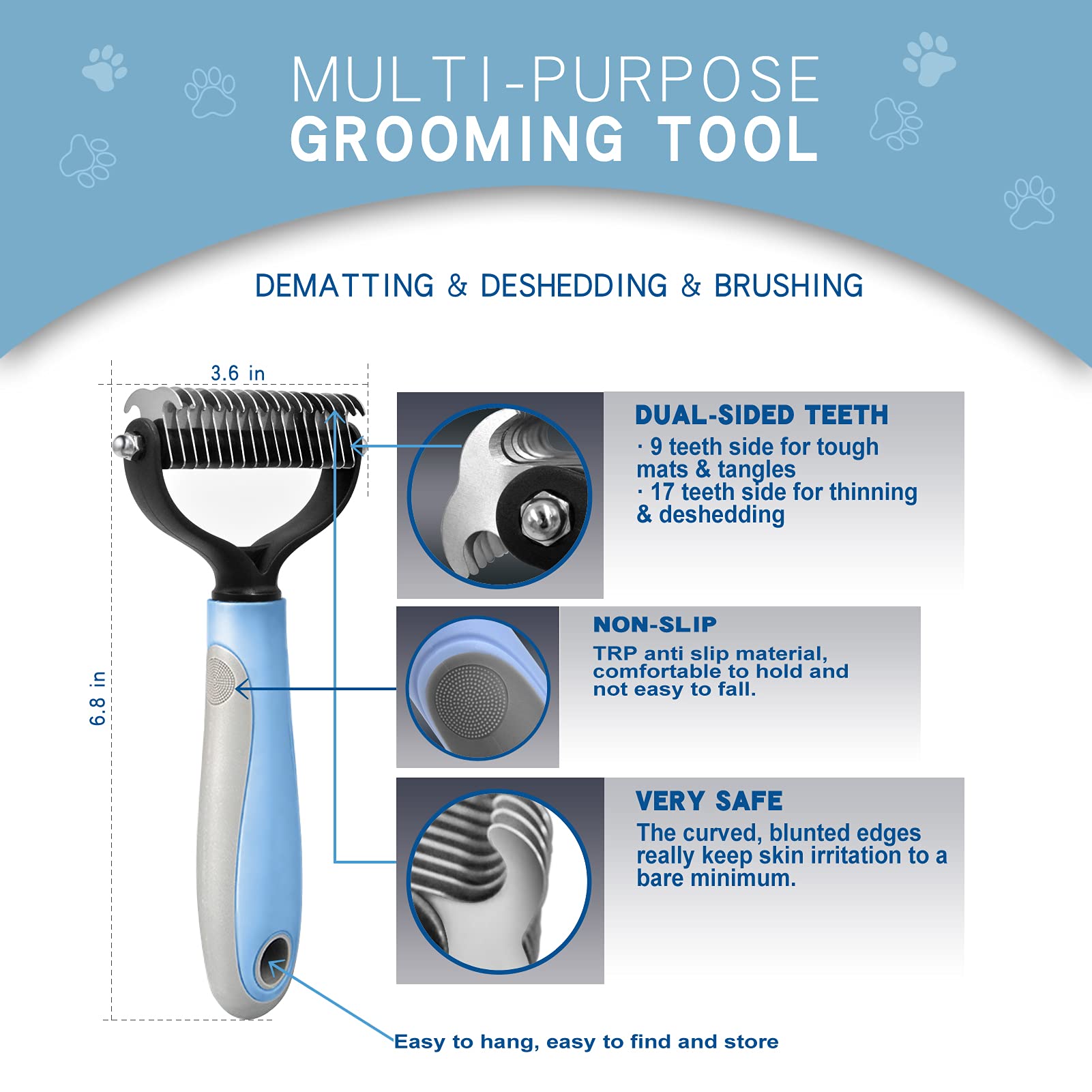 GOESWELL ergonomic anti-slip grip enhances comfort during grooming sessions.