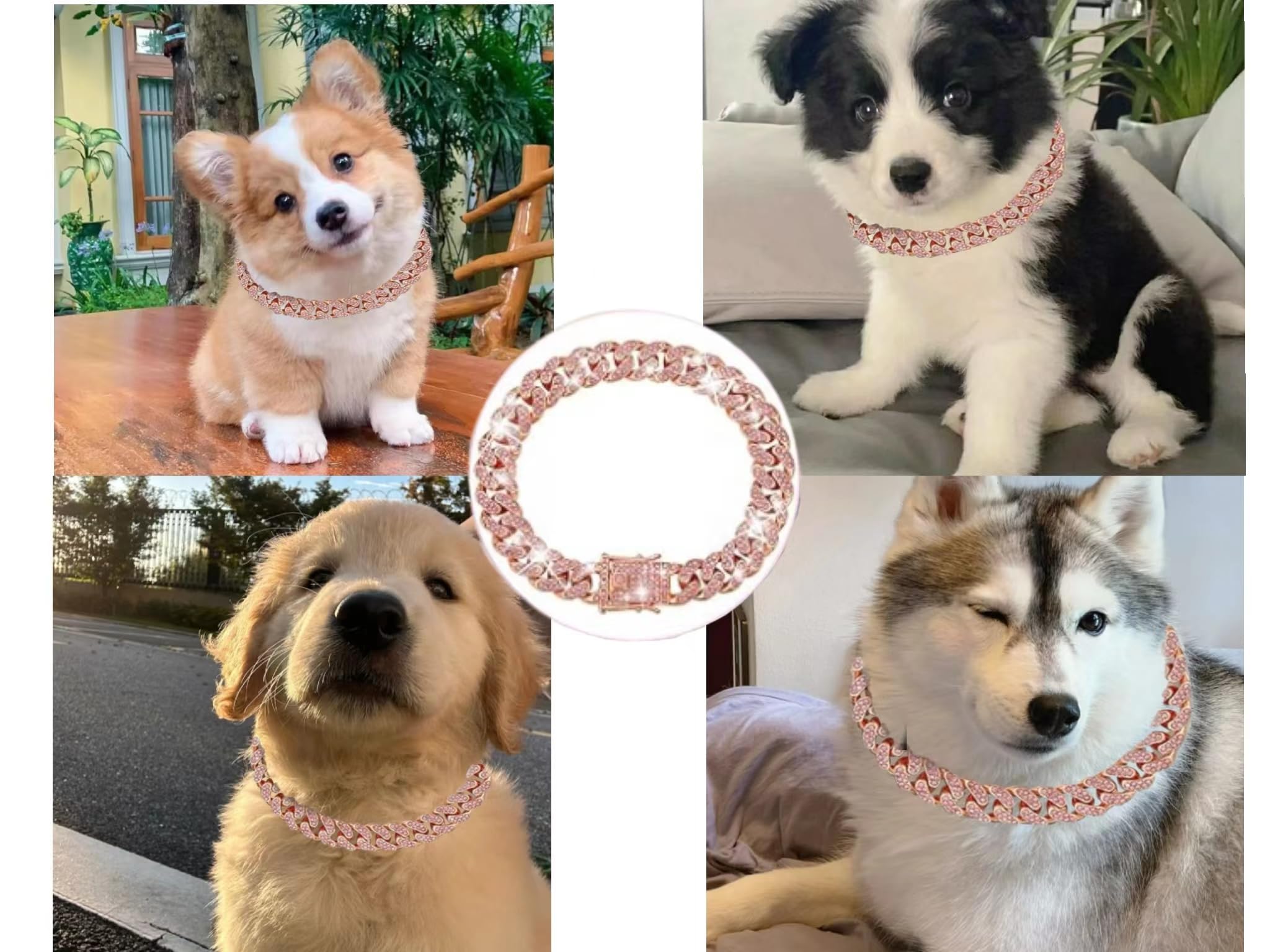 Goetltsch Cuban Link dog collar side view highlights lightweight comfort.