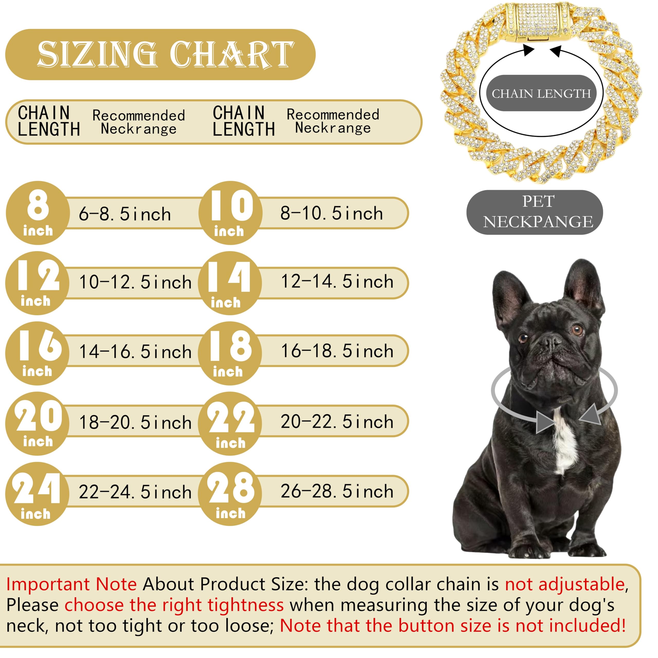 Goetltsch Glod metal pet jewelry bling adds chic flair during strolls.