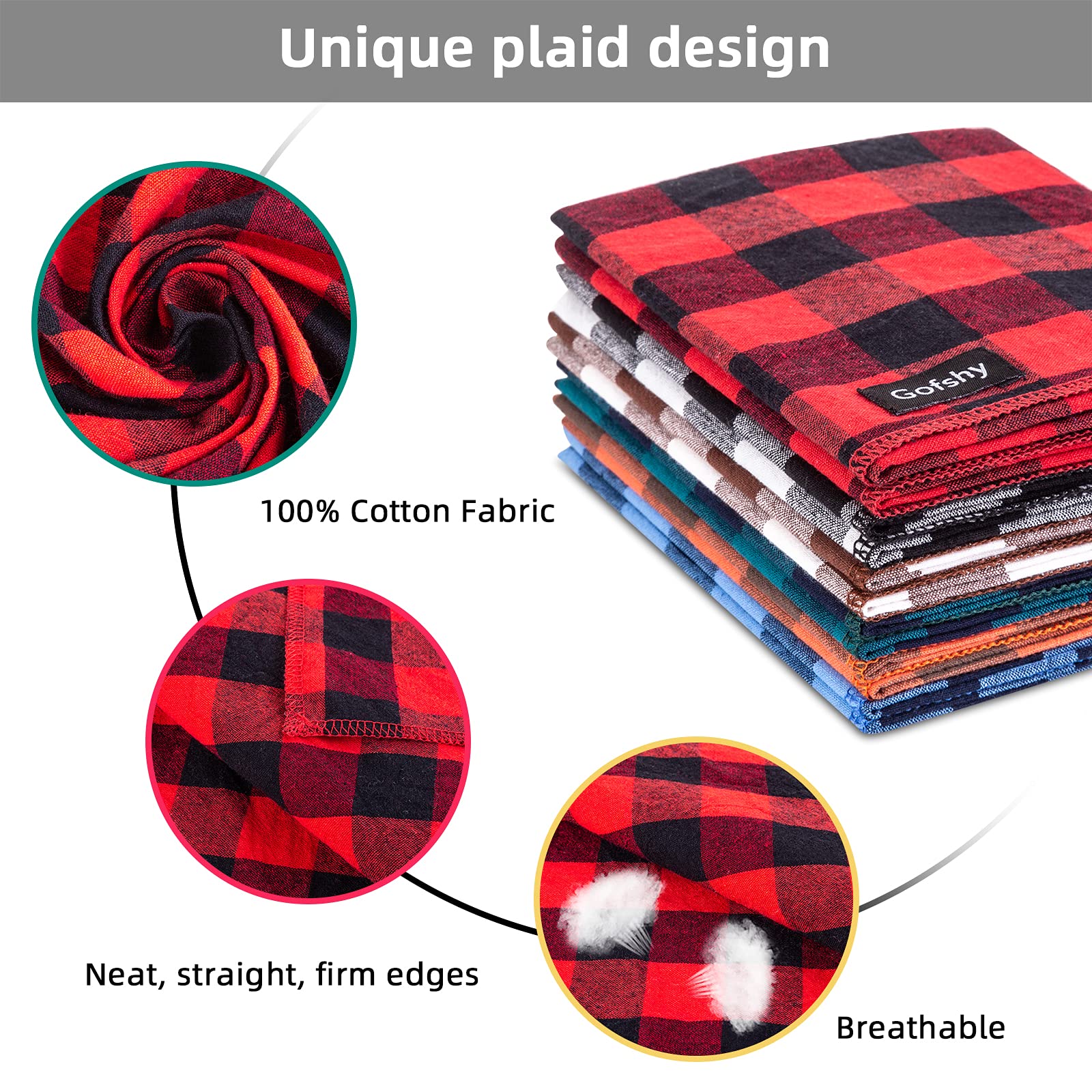 Gofshy buffalo plaid bandana blue for holiday photos and events