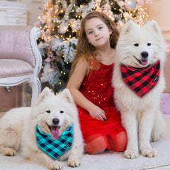 Gofshy buffalo plaid dog bandana in orange for party-ready looks