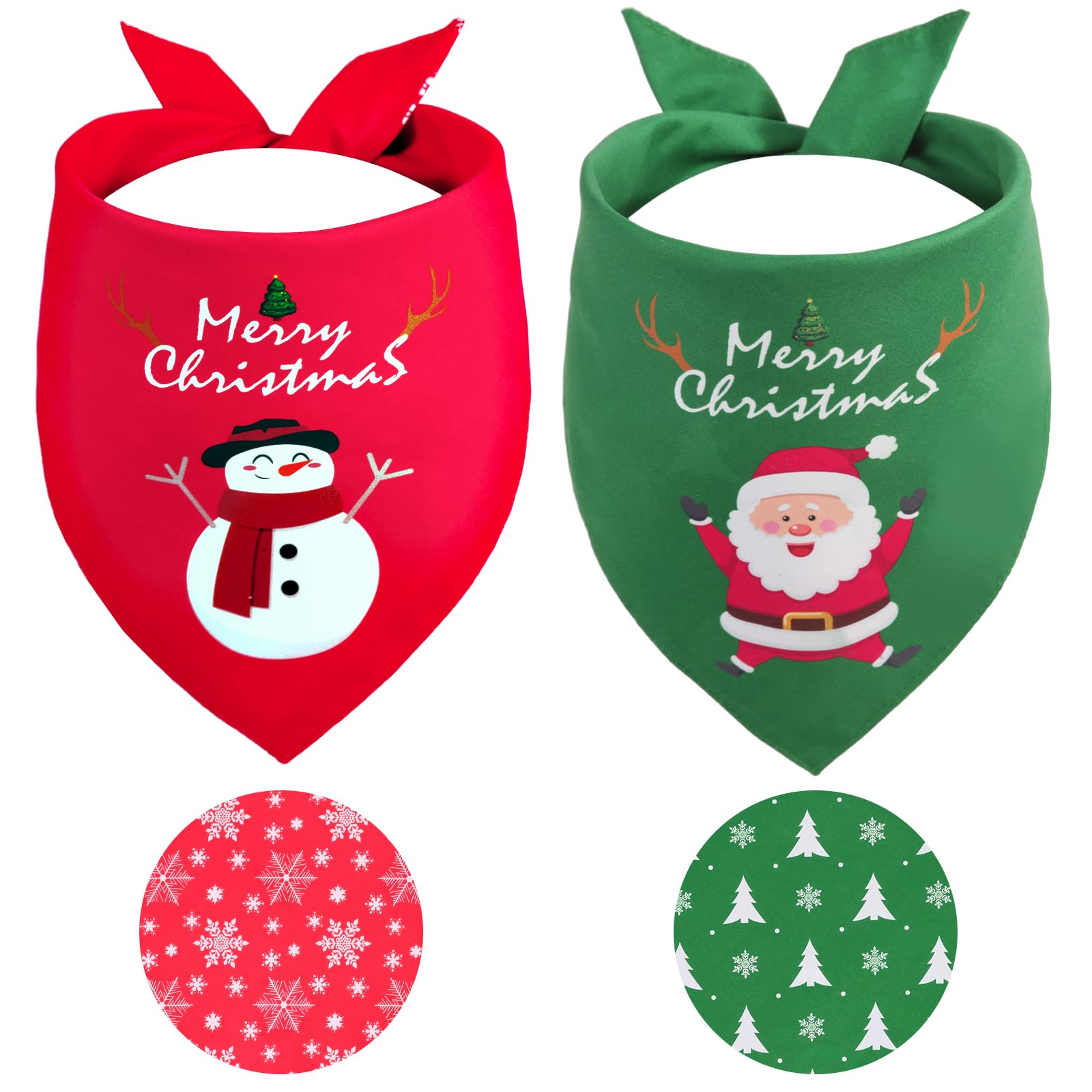 Gofshy Christmas dog bandana closeup stitching — durable polyester and thoughtful construction.