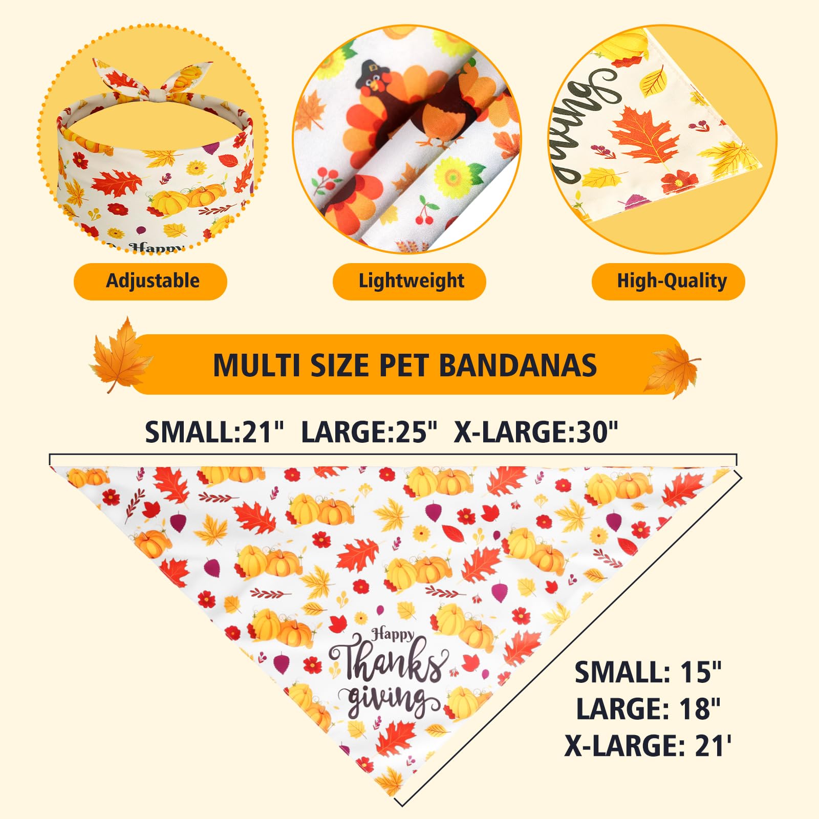 Gofshy Thanksgiving bandana leaf pattern, autumn chic for pets