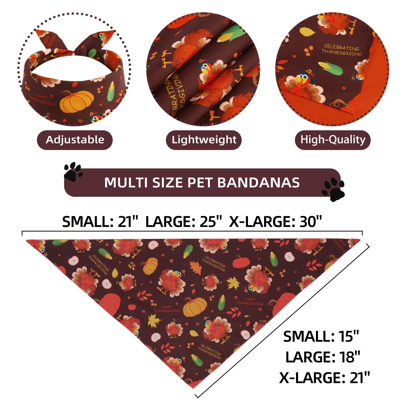 Gofshy Thanksgiving bandana orange side with Happy Thanksgiving text for lively photos.