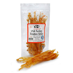 GOGO Turkey Tendon Strips closeup raw reveals chewy texture ideal for long-lasting chewing