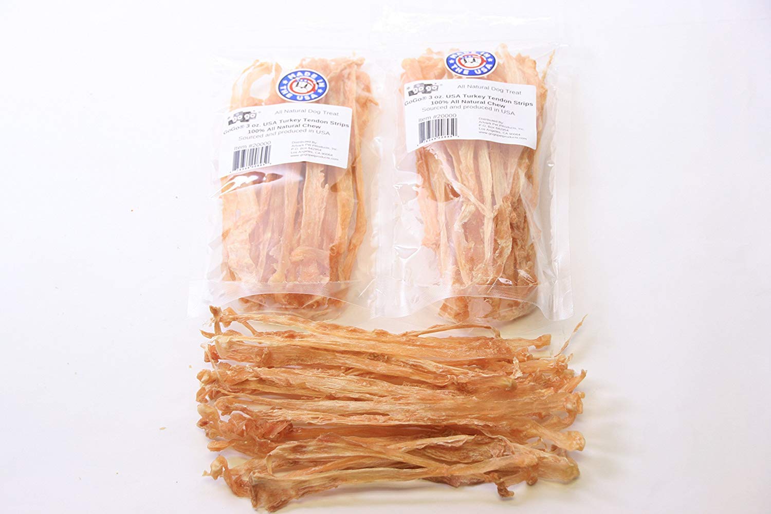 GOGO turkey tendon strips dog reward shows pets ready for training rewards.
