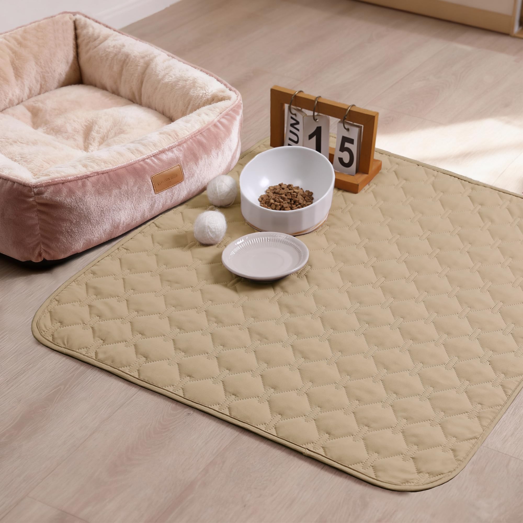 gogobunny dog bed cover dark beige color pairs with light beige for contrast.