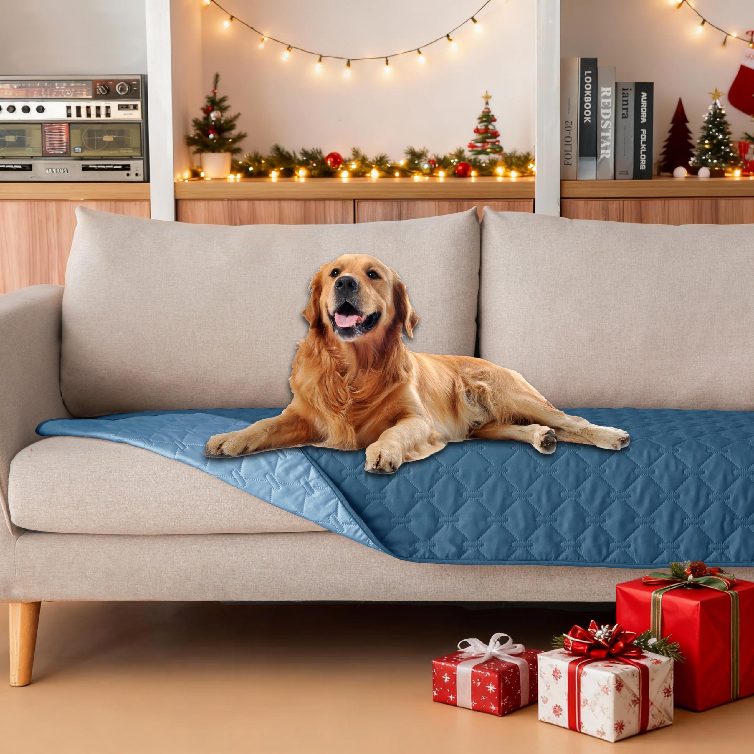 Gogobunny double-sided waterproof dog bed cover closeup with dual protection against wet paws.
