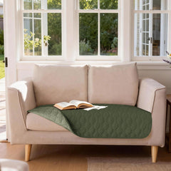 Manta Gogobunny con cuadros en oliva claro para interior.