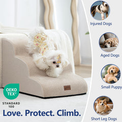 Gogobunny Ramp Stairs helping pets reach bed comfortably.