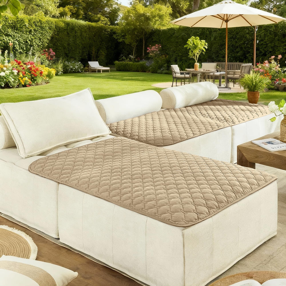 Gogobunny reversible blanket displaying dark beige and light beige sides.