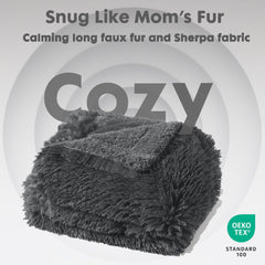 gogobunny reversible faux fur blanket grey with dual textures for cozy versatility.