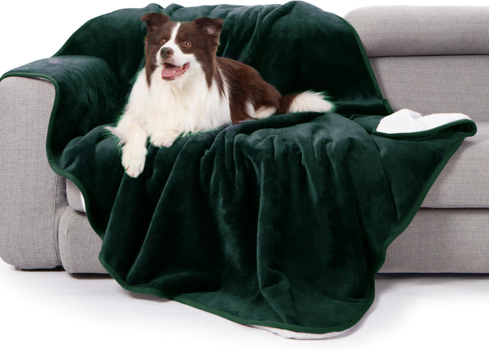 gogobunny waterproof bed blanket forest green folded for quick protection against spills