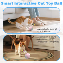 GOGODOGYA interactive cat ball with feathers tail invites playful hunting and pouncing.