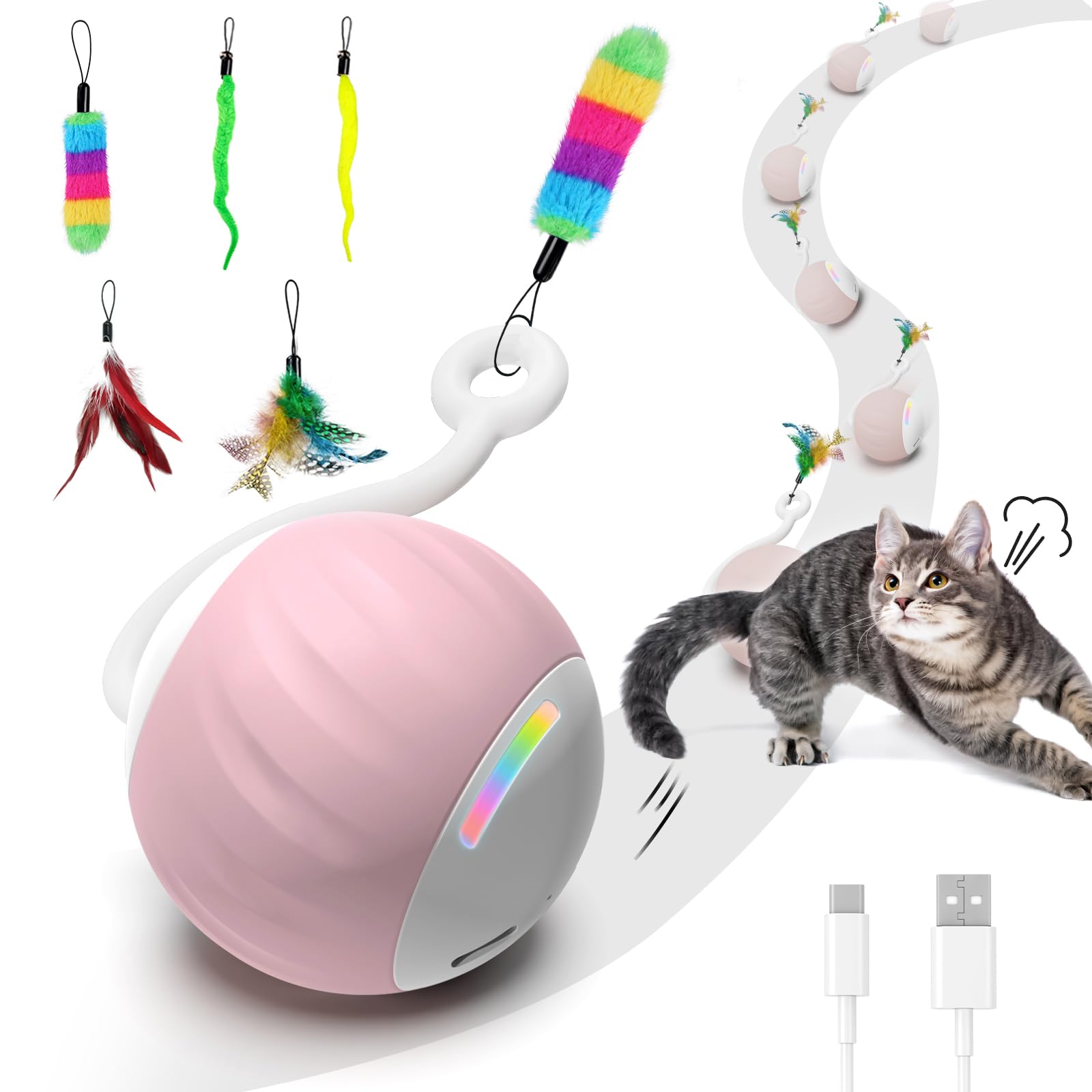 GOGODOGYA interactive cat ball front view for engaging indoor play sessions.