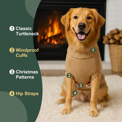 GoGoPaw dog sweater turtleneck highlights extra warmth during winter walks.