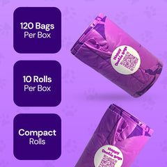 GoGo Stik Happy Dootie Bags corn-starch material offers eco-friendly waste containment.