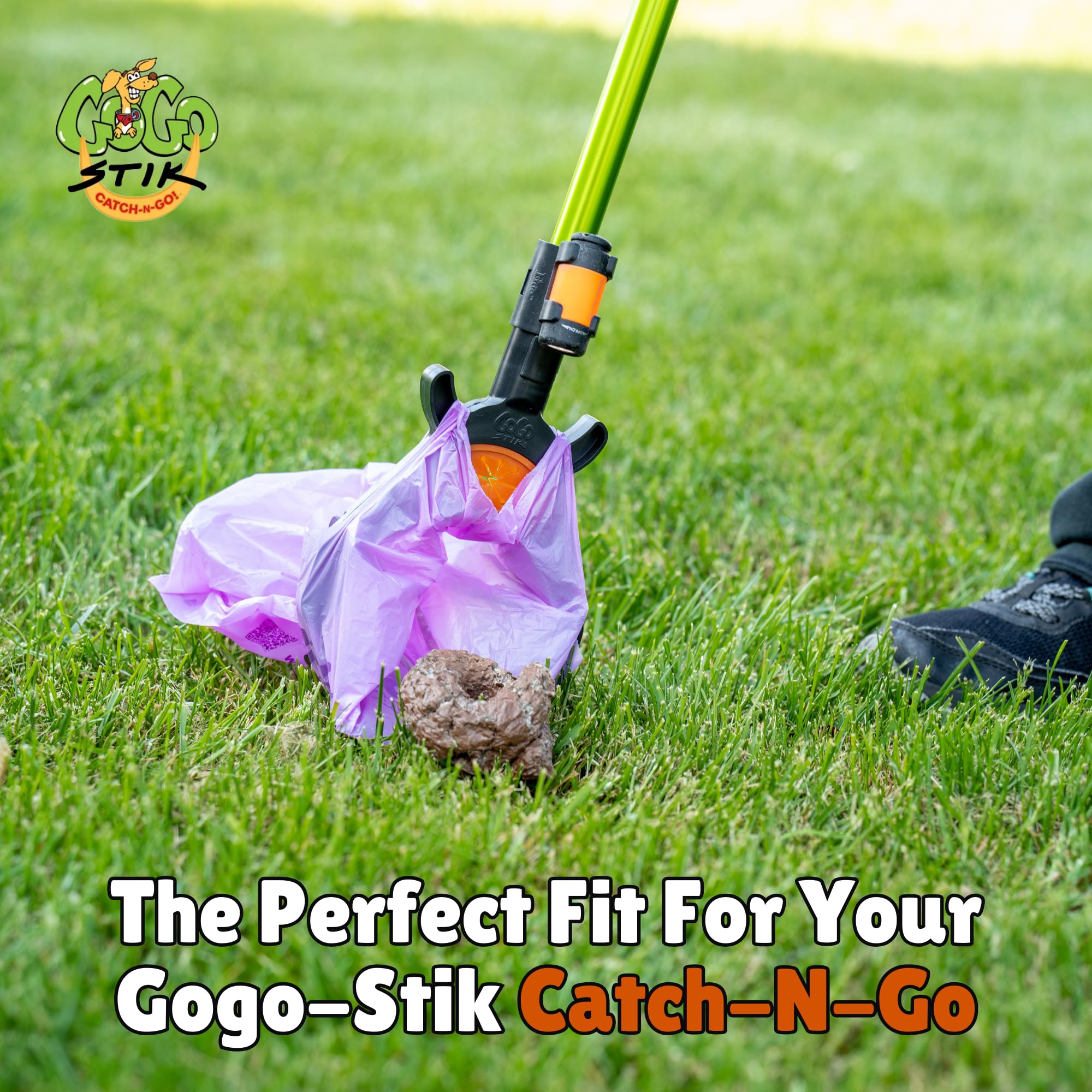 GoGo Stik Happy Dootie Bags dog-walk-use demonstrate on-the-go waste cleanup.
