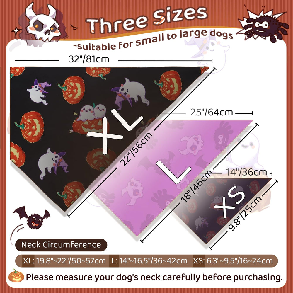 Goherii Halloween dog bandanas ghost pumpkin design for trick-or-treat outfits
