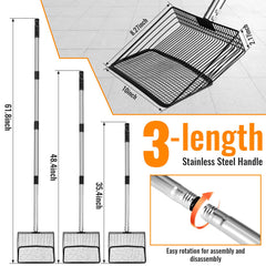 GOIMGN adjustable-length chicken scoop shows 35.4 to 61.8 inches for versatile reach