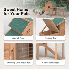 GOJOOASIS 80 inch chicken coop nesting box close up for easy egg collection in yard