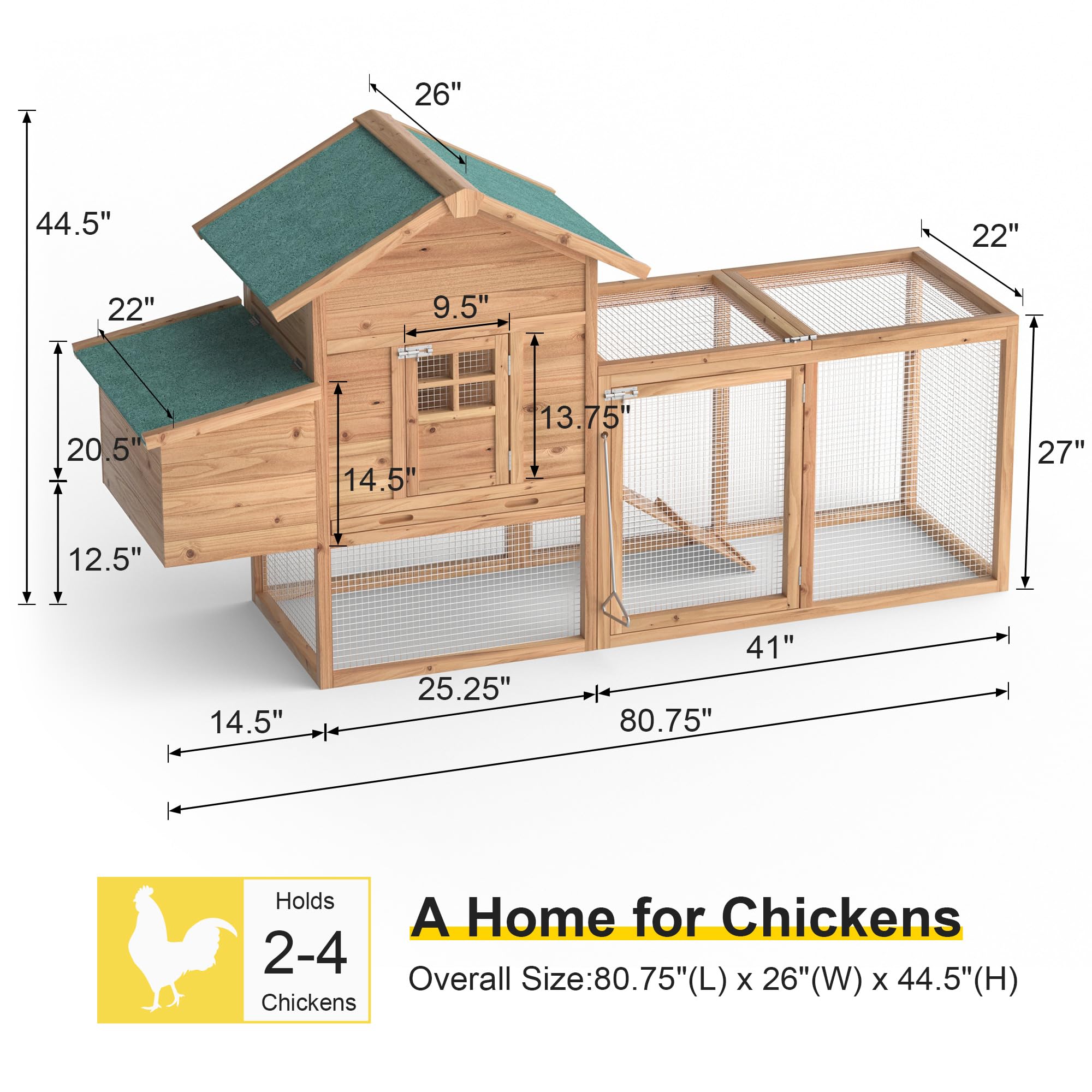 GOJOOASIS 80 inch chicken coop wooden exterior highlights durable weatherproof construction