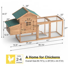 GOJOOASIS 80 inch chicken coop wooden exterior highlights durable weatherproof construction