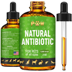 Golden Paw antibiotics bottle front showing natural formula for canine and feline wellness possibilities