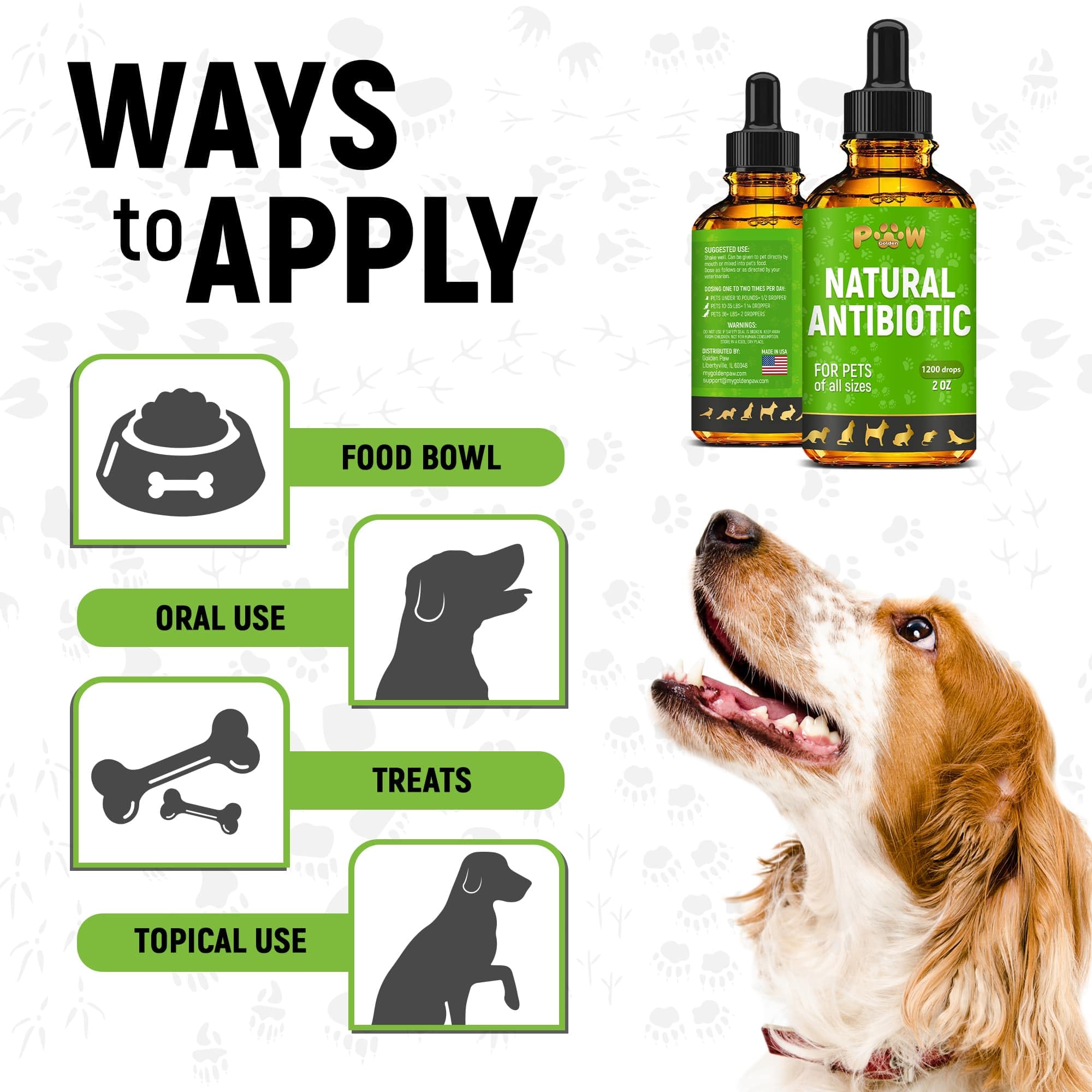 Golden Paw antibiotics Oregano ingredient implies natural balance for pets
