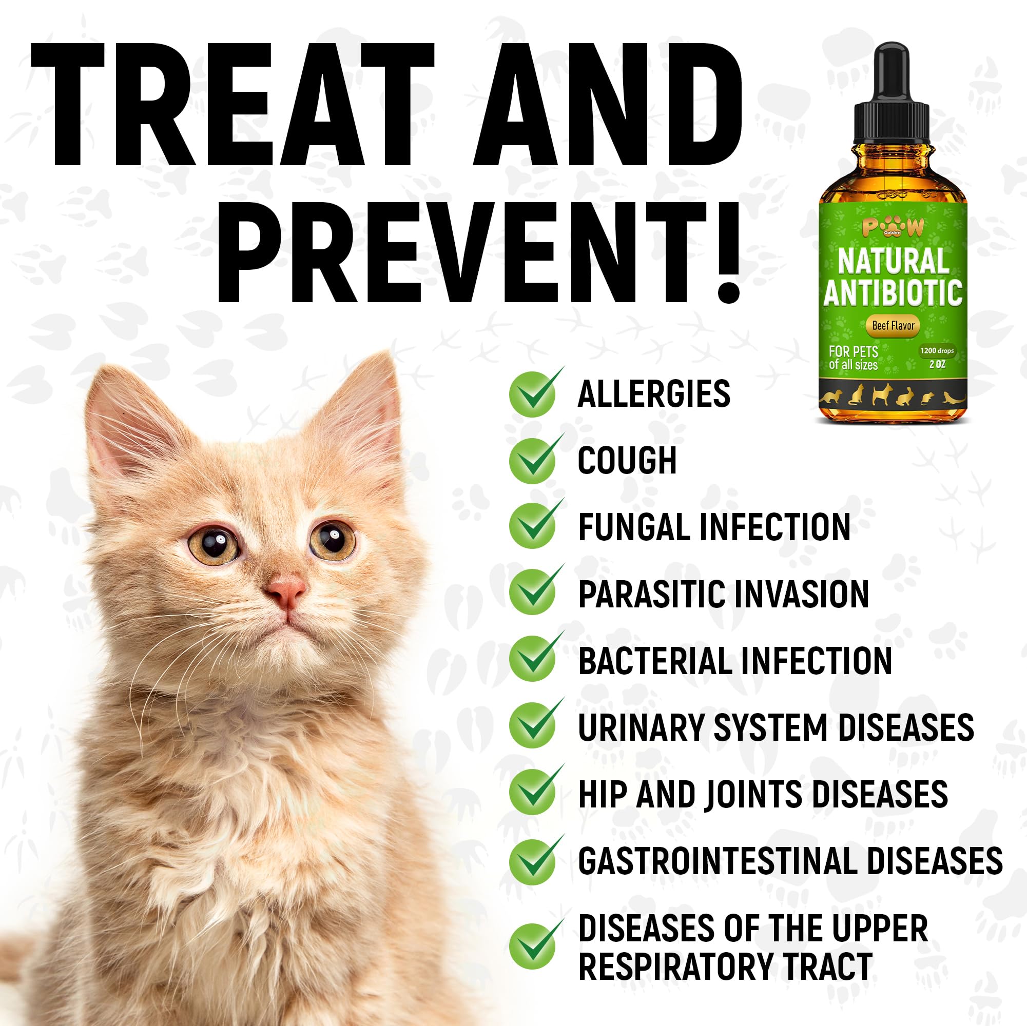 Golden Paw antibiotics ingredients list shows Pau D'Arco and Echinacea Purpurea.