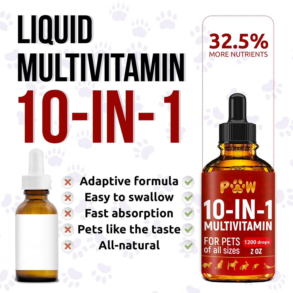 Golden Paw dropper with clear liquid showing precise dosage