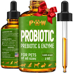 Golden Paw liquid probiotics bottle pour demonstrates digestion balance during meals
